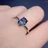 Bagues de cluster Designs simples Solitaire Ovale Mystic Topaz Bague de pierres précieuses naturelles Engagement Anniversaire Bijoux de fête pour cadeau