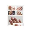 Kunstnagels Korte amandelnagels Set van 24 stuks Druk op nepnagels Gestreepte Fl Er Kunstnagels6564369 Gezondheid Schoonheid Nail Art Salon N Ottzg