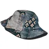 Berets Denim Patchwork Bucket Hats For Men Women Summer Vocation Floppy Hat Hip Hop UV Protection Vacation Fishing Caps Bob