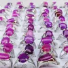 Cluster Rings 50pcs Natural Stone Oval Shape Finger Ring For Women Purple Quartz Tiger Eye Opal Party Jewelry