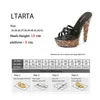 Pantofole Scarpe da donna Strass Discoteca Tacchi grossi Modello di auto alto Passerella Serie 8661 Tacco 13 cm Piattaforma 3 cm LFD