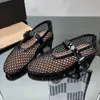 Dress Shoes Ballet Flat Woman Mesh Hollow Outs Mary Jane Genuine Leather Loafers Rivet Studded Summer Walking Women 231024