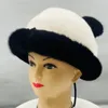 Шляпы с широкими полями, панамы, теплая меховая панама для женщин, зимние шапки из натурального норкового меха, 231023
