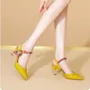 Dress Shoes Summer Women's Sandals Strange Style Luxury Dress Elegant Party Slingback Shoes Leather Retro Ribbon Wedding High Heels 231024