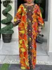 Plus size Dresses Plus Size 5XL VONDA Bohemian Printed Summer Maxi Dress Women Flare Sleeve Vintage Sundress 2023 Casual Pockets Loose Beach Robe T231024