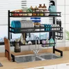 Kitchen Storage Stainless Steel Sink Drain Rack Shelf DIY Dishes Cutlery Dry 2 Layer Pantry Organizer