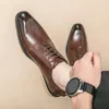 Dress Shoes Brown Brogue For Men Lace-up Solid Square Toe Business Black Size 38-44 Mens