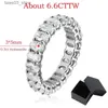 Anillos de boda Smyoue 2.5/6.6cttw Anillo de moissanita de corte ovalado para mujer Alianzas de eternidad completa con diamantes brillantes Plata de ley S925 GRA Q231024