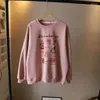 Women's Hoodies Korean Autumn Sweet Strawberry Letter Print Round Neck Casual Loose Pink Apricot Long-sleeved Sweater