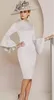 어머니의 드레스 신부의 무릎 길이 어머니 신부 플러스 크기 커스텀 지퍼 레이스 업 새로운 공식 스트레이트 새틴 하이 넥 스팽글