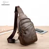 Bolsas de ombro masculinas de couro de fábrica 2 cores simples à prova d'água Joker mochila masculina esportes ao ar livre bolsa de peito de couro casual bolsa de moda de três camadas 076 #