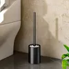 Toilet Brushes Holders Space Aluminum Toilet Brush Holder Cleaning Tools Wall Mounted No Drill Durable Vertical Toilet Brush Black Bathroom Accessories 231024