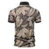 T-shirt da uomo 2023 Polo estiva per uomo in cotone manica corta stile Hawaii foglia stampata camicia da uomo marchio di abbigliamento di moda