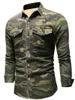 Camisas casuais masculinas outono e inverno camuflagem esportes de mangas compridas moda retro botão camisa ao ar livre jaqueta