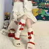 Kadın Socks Girls Year Colorblock Yürütüllü Örgü Bacak Isıtıcı Harajuku Sevimli Pompom Bowknot Fırfır Kenti Bey