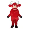Costume della mascotte della mucca rossa di Halloween Personaggio a tema dei cartoni animati di alta qualità Carnevale per adulti Taglia Natale Festa di compleanno Vestito operato per uomini e donne