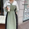 Casual Kleider Herbst Frauen Dressse Lose Plus Größe Patchwork Farbe Vestidos Elastische Taille Tunika Einfache Weibliche Robe Kleidung KE3684