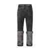 High Street – pantalon ancien délavé, marque de mode, jambe brodée, épissure, coupe droite, Jeansxa33