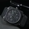 Wysokiej jakości najlepsza marka Bell Ross Man Br01-92 Automatyczne mechaniczne męskie zegarek Bell Black Ross Rubber 46mm AAA Zegar Large Dial Men Men Watchs Designer Ruch Montre