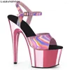 Vrouwen met een hoge hakken Girl's Fashion Sandals Shows Show Model 17cm sexy Clear Platform Summer Pole Dance 127