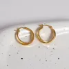 Hoop Earrings 2023 18kGold Smooth Drop For Lady Chunky Hollow Geometric Jewelry Modern Thick Hoops Light Weight HYACINTH