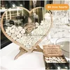 Other Event Party Supplies Heart Shape Transparent Box Wedding Guest Book Alternative 6080 Wood Leaves Rustic Sweet Drop 3D Guestb Dhazv