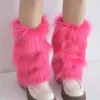 Women Socks Winter Fur Y2K Rose Pink Boot Covers Goth Punk Japanese Jk Knee-length Hiphop Fashion Party Warm Sock