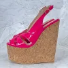 Ronticool – sandales à plateforme faites à la main pour femmes, chaussures compensées en liège, talons hauts, bout ouvert, jolies chaussures de Cosplay roses, grande taille américaine 4-15