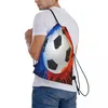 Sacos de compras Futebol Impressão Escola Moda Masculina e Feminina Bolsa Pequena com Bolso de Cordão Esportivo