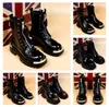 Erkek Bayan Martens Boot Tasarımcı Ön fermuarlı perçin botları şık kalın taban sıcak botları zip sonbahar kış iç yükseklik yüksek üst ayakkabılar 37-44