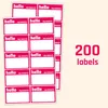 200 حزمة - مرحبا اسمي ملصقات ، 75 × 50 مم - Red 600pack Happy Sad Smilling Face Semplicers 2.5cm حديقة حمراء