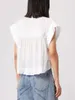 Women's Blouses Stand Collar Shirt Sleeveless White Or Pink Pleated Top Irregular Hem Sweet 2023 Ladies Short Blouse With Buttons