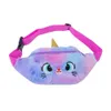 Childres Pack Cute Unicorn Soft Plush Toys Belt Gradient Färg Tecknad mynt Purse Travel Chest Girls Midjeväska