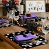 4 stuks, linnen placemats, zwarte Halloween decoratieve tafelmat, Ghost Cartoon salontafelmat, warmte-isolatiemat, hotel waterdicht antislip tafeldecoratiekussen