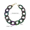Gargantilha chunky acrílico corrente colares para mulheres profundo colorido hiphop torques colar moda jóias