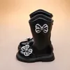 Boots Girls Fashion Bowknot Pearl Mid-calf PU Leather Botas Autumn Winter Korean Platform Kids Snow Princess Dress Shoes