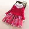 Flickklänningar Princess Dress Girls '2 Piece Sweater Fabric Men set Spring and Autumn Flower