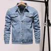 Vestes pour hommes Printemps Hommes Denim Veste Revers Simple Boutonnage Couleur Solide Moto Jeans Slim Fit Coton Casual Noir Bleu Manteaux