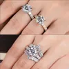 Wedding Rings AnuJewel 4.3cttw D Color Engagement Rings 925 Sterling Silver 18k Gold Plated Lab Created Diamond Wedding Band Rings 231023