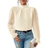 Женские блузки Женская блузка Сплошной цвет Рубашка Элегантное кружево в стиле пэчворк Стильная мода с рюшами на рукавах Прозрачные