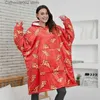 Women's Sleep Lounge Oversized Hoodie Women Sherpa Fleece Sweatshirt Winter Pattern Wearable TV Fruit Print Blanket with Sleeve Bread Pullover 2022 T231024