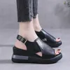 Summer Open Sandals Fashion Women 708 Toe Plus Size Elegant Woman Wedge Buckle Female Women's Orthopedic Sandal Footwear 'S 985