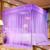 Mosquito Net Embroidery Lace Pleated for Bed Square Romantic Princess Queen Size Double Canopy Tent Mesh Drop Delivery Home G Dh4t7