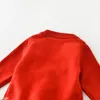 Pagliaccetti Autunno Tuta in maglia rossa per bambini Inverno Pagliaccetto per bambini Simpatico coniglietto Abiti natalizi nati Tutina per bambine Vestito 231023