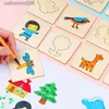 Other Toys Kids Montessori Drawing Toys 20/32Pcs DIY Painting Stencils Template Wooden Craft Puzzle Toys Education Toys for ChildrenL231024