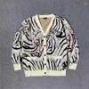 Мужские свитера высокого качества, большие размеры в стиле хип-хоп, свитер WACKO MARIA, вязаный кардиган с v-образным вырезом для мужчин и женщин, повседневный принт с тигром 1:1