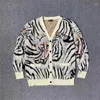 Pulls pour hommes de haute qualité surdimensionné Hip-Hop WACKO MARIA Pull col en V Cardigan tricoté pour hommes et femmes 1: 1 Casual Tiger Print