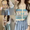 Women's Blouses Women Crochet Shirt Embroidery Long Sleeve Buttons Front Tops