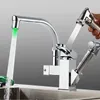 Kitchen Faucets Brushed Nickel LED Faucet Pull Down Tap 360° Rotatble Basin Cold Mxer Style Deck Installation