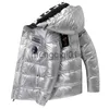 Herren Daunenparkas 2023 Neue helle Leder Männer verdicken warme Winterjacke lässige Parka Outwear Herbst wasserdicht Stehkragen Kapuzenmantel Kleidung J231024